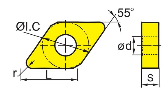 Высокоэффективный DNMG CNC вставка с углом 55° D и углом 0° N для точной обработки стали и нержавеющей стали